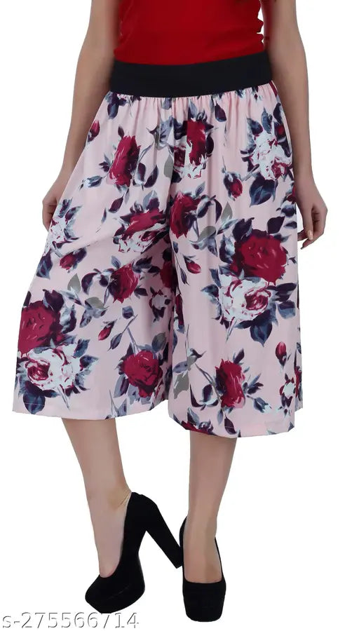 Crepe net culotte, Indian-made women's bottom wear for easy maintenance and style