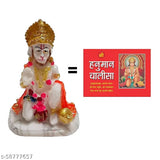 Handcrafted Marble Hanuman Ji Statue, 10cm x 10cm x 10cm, Hindu art for home temple, office, or divine places (India)