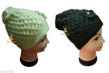 Wool knit winter beanie caps for women, two pack