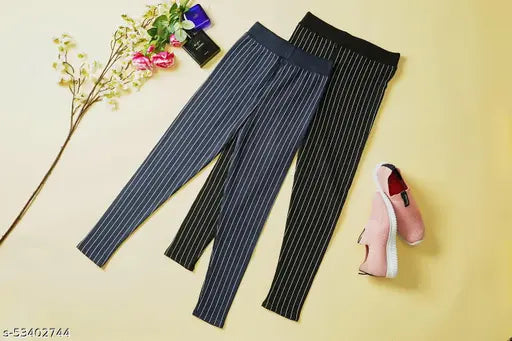 Printed cotton blend ankle-length jeggings for women, pack of 6 (sizes 26 to 36)