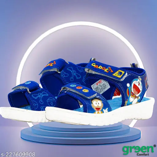 Royal blue and green comfort sandals, Doremon gadget design for kids