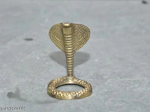 Brass Snake idol for Shivling pooja, intricately crafted Indian Naagdev statue