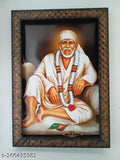 Synthetic resin Sai Baba wall hanging photo frame, 9x12 inches, Indian spiritual art decor