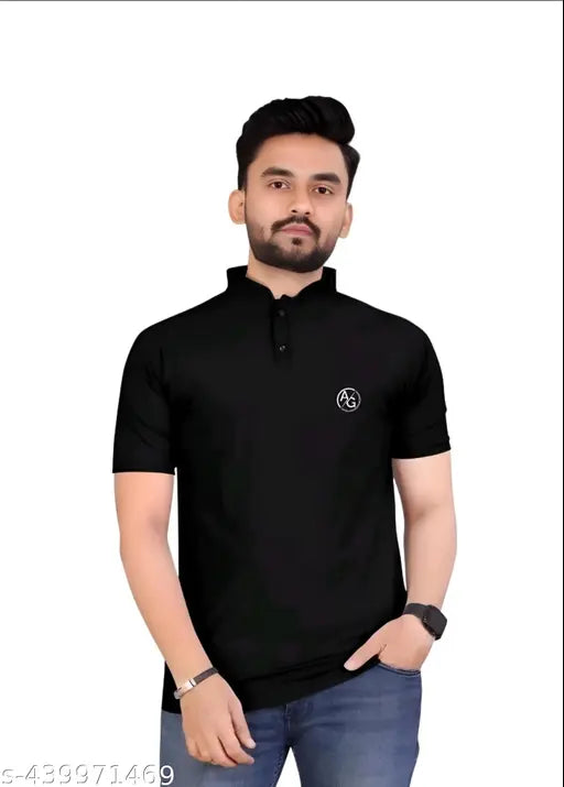 Stylish Mens Cotton Blend Solid T-shirt Pack of 1