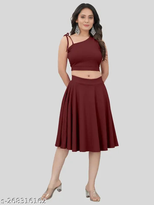Women's solid lyocell knee-length skirt, Indian-made, available in S, M, L, XL, and XXL sizes