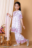 Girls' summer cotton kurti set with plazzo, rayon dupatta and A-line shape - party wear best
