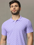 Men's printed cotton blend half sleeves polo neck t-shirt, denim jeans casual look