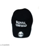 Black cotton embroidered net baseball cap, Royal Enfield running cap in black design