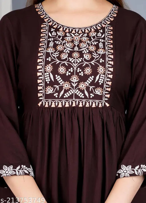 Embroidered rayon three-quarter sleeve blouse, DN MODI Indian fashion for women's M, L, XL, XXL sizes