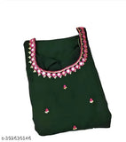 Pretty graceful women's Georgette kurti with three-quarter sleeves, printed combo & mirror work. Digital print dupatta included." (117 characters)