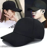 Black cotton baseball cap with adjustable strap, suitable for sun protection and fashionable for hot weather