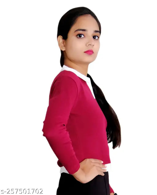 Women's long-sleeve cotton casual T-shirt, solid color and comfortable fit for a breathable and stylish look