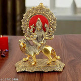 Golden Haridwar Divine Durga Maa Murti metal statue for home/office decor, 3.5"x2"x4.5", traditional sand-cast artisan craftsmanship from Hathras, India