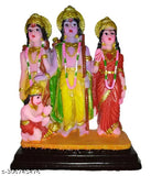Hindu Polyresin Ram Darbar Statue (4 inch) featuring Lord Rama, Sita, Lakshman, Hanuman. Detailed religious showpiece for home temple