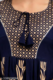 Floral Printed Rayon Anarkali Kurti, three-quarter sleeves, Indian ethnic wear, festivals & parties