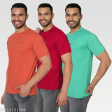 Red cotton blend men's printed round t-shirt pack 3 (M-XXL), smart casual for summer wear