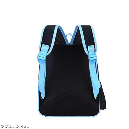 Blue polyester school backpack with space fish pattern, ideal for students Class 1-8
