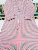 Woolen kameez with white, black, and red plaid pattern
