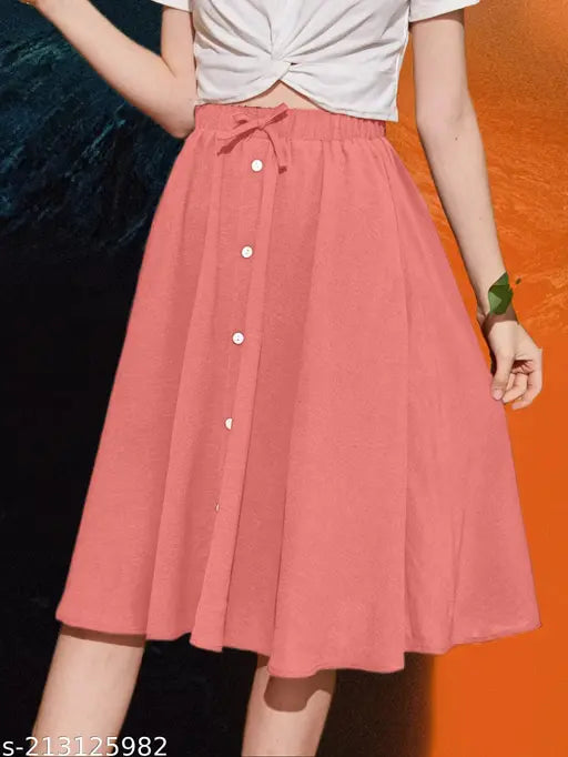 Trendy cotton lycra blend solid women's wester wear skirt, vibrant and comfortable for fashionable everyday wear