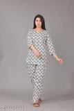 Women's stylish cotton short kurti & pant with trendy print, Summer special - India-made night suit in multiple sizes (S, M, L, XL, XXL, XXXL)