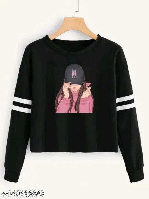 Cotton blend long sleeved printed Delhi fashion hub branded T-shirt, Indian apparel on model