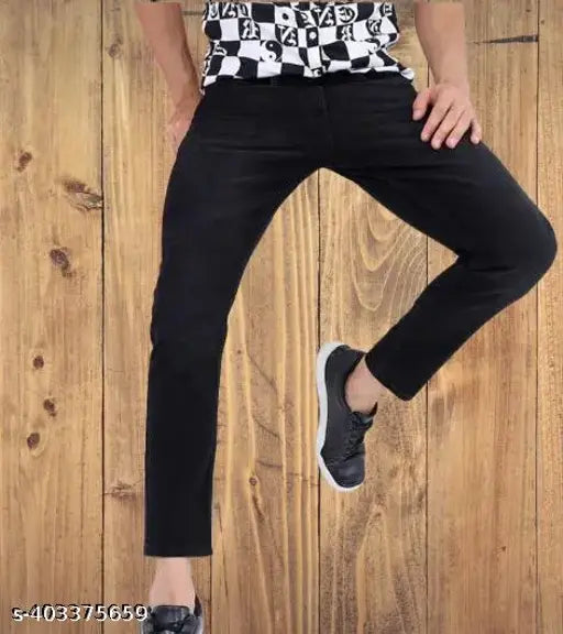Cotton blend solid jeans for men - Size 28/30/32, Made in India (men's jeans on hanger)