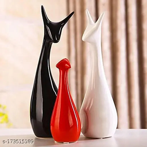 Lucky Deer family statue set, hand-polished ceramic figurines for home decor (1200°C fired), elevate living room, bedroom, or office space with elegant, stable, and auspicious design
