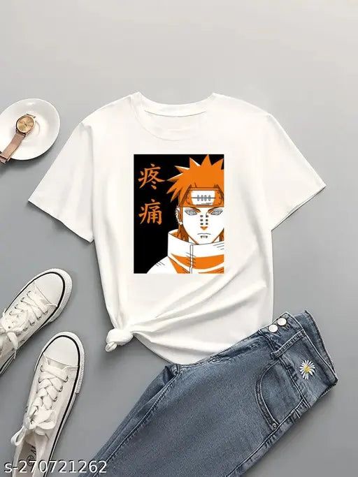 Naruto print men's t-shirt 034, short sleeved polyester tee featuring iconic anime art