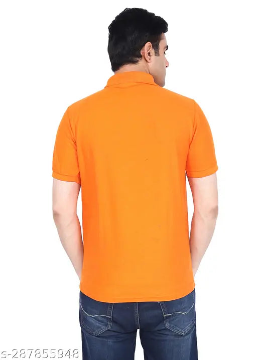 Cotton blend short sleeve stylish T-shirt for men, solid polo with pocket and collar, available in various sizes (M-XXXL) - Made in India