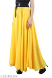 Yellow chiffon skirt with ruffled detailing and side belt