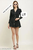 Stylish long coat with denim finish for girls