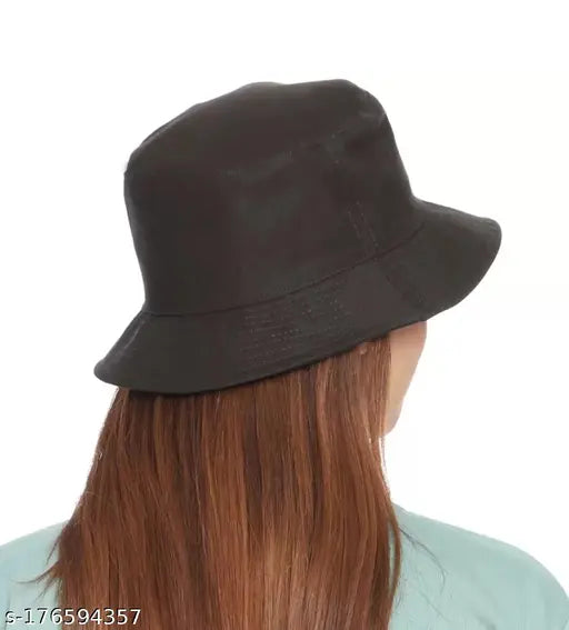 Black bucket cap