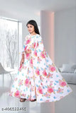 Cotton blend heart print anarkali dress for girls aged 13-14 years, perfect for parties and formal events