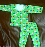Mayaka Gems kids winter wear set: wool long sleeves printed pajama & t-shirt combo, size 0-3 months (India)