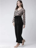 Fancy animal print Lycra jumpsuit with long sleeves, vibrant and stylish clothing for women