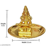 Gold Annapurna MATA Goddess of Food idol, Indian metal figurine for home and kitchen decor, 0.5 ft in height and breadth