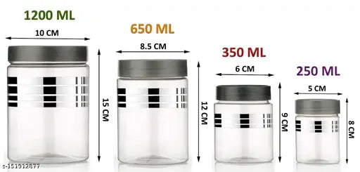 Premium Designer Kitchen Containers Set, with Spoon, 1200ml, 650ml, 350ml, 250ml, Grocery Containers Pack of 24, Silver-tone, Airtight