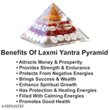 White Kauri crystal pyramid with Rudraksha Shree Yantra, Gomati Chakra, Ratti seeds for Vastu wealth, prosperity, good luck