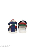 Trendy boys blue leather sandals, strappy design, blue and red accents