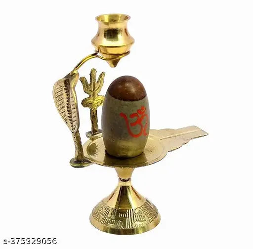 Brass Ardhnarishwar Narmada Shivling for daily home pooja idol, 3cmL x 10cmH x 8cmW, Indian-made Shiva Idol