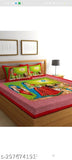 Sun Red cotton flat sheets, Rajasthani patterned, double queen size, regular quality from Raj Devi Jaipur, ideal for summer use