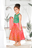 Embroidered cotton blend lehenga and dupatta set for baby girls, Indian traditional clothing with long sleeves and stone work, handmade by Mahi Collection