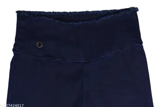 Navy Blue Denim Jegging for Women - High West Denim, elastic waistband, ankle length, back pocket, easy to wear