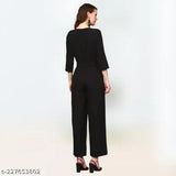 Black crepe jumpsuit, Pearl N Veras women's & girls, classic & comfortable, three-quarter sleeves