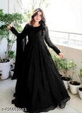 Black Georgette Morpeach Anarkali Gown Set with Rayon Dupatta, latest fashion design for women's wedding and party wear" (108 characters)