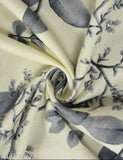 Cream grey microfiber, botanical printed double elastic bedsheet & pillow covers, soft glace cotton for summer, ideal for adult mattresses