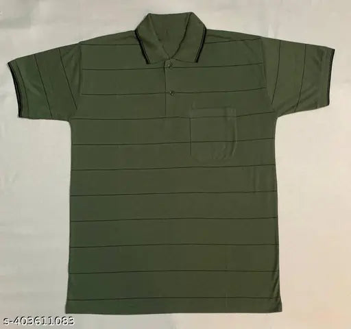 Striped cotton short sleeve men's t-shirt trending, polo neck in very good quality, Made in India