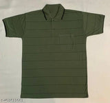 Striped cotton short sleeve men's t-shirt trending, polo neck in very good quality, Made in India