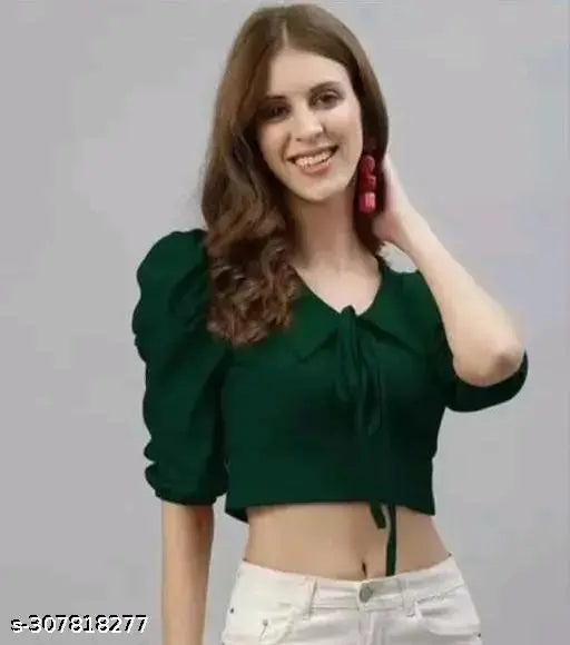 Solid Lycra rib crop top, women's summer essential, soft cotton blend fabric, machine washable, available in S, M, L, XL (India)