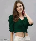 Solid Lycra rib crop top, women's summer essential, soft cotton blend fabric, machine washable, available in S, M, L, XL (India)
